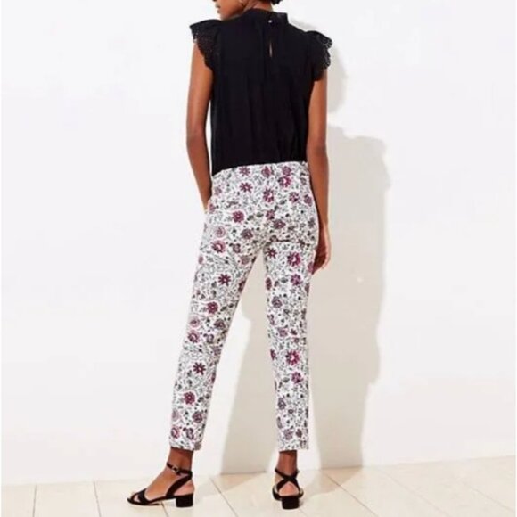 Loft Women's Ankle Pants Size 14 Floral The Riviera Pant - Picture 2 of 11